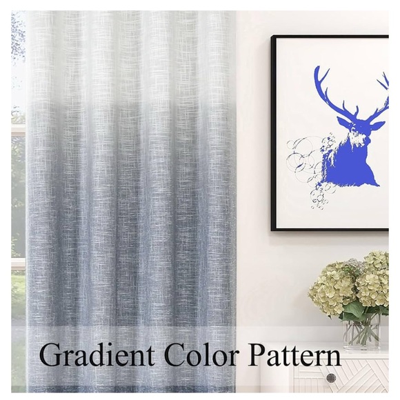 Ombré Full Blackout Curtain Panels 95” Cream White to Indigo Blue New in Package - Picture 7 of 11